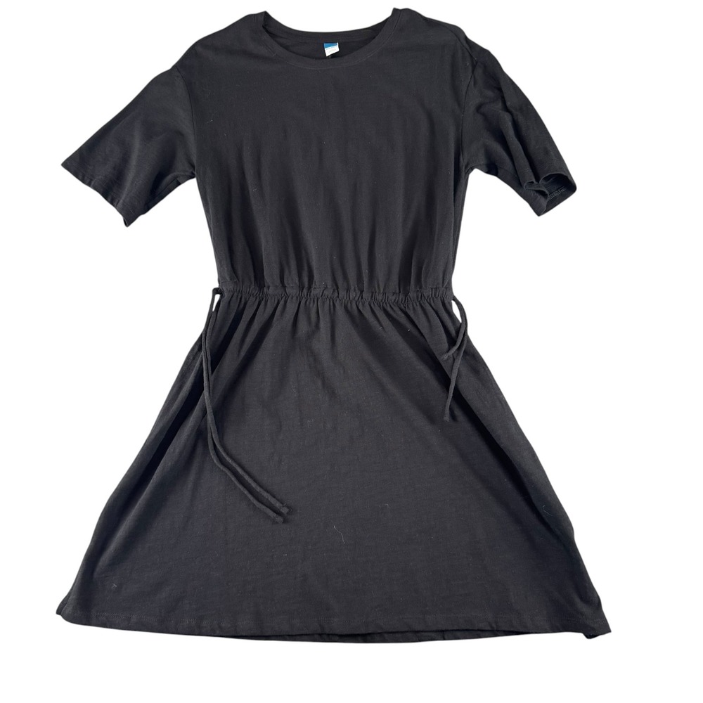Old Navy Womens Small Black Short Sleeve Drawstring Waist T-Shirt Dress